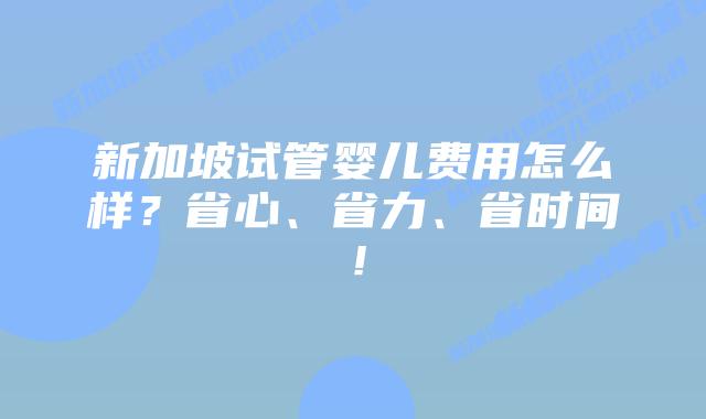 新加坡试管婴儿费用怎么样?省心、省力、省时间!插图 新加坡试管婴儿费用怎么样?省心、省力、省时间!