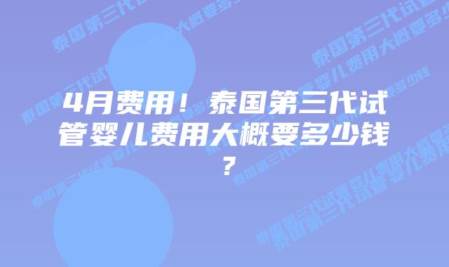 4月费用！泰国第三代试管婴儿费用大概要多少钱？