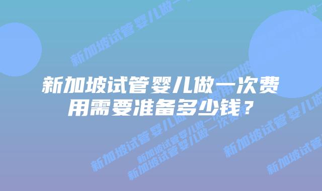 新加坡试管婴儿做一次费用需要准备多少钱？