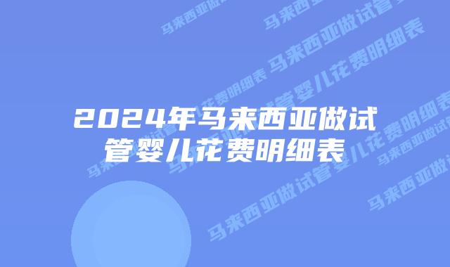 2024年马来西亚做试管婴儿花费明细表插图 2024年马来西亚做试管婴儿花费明细表