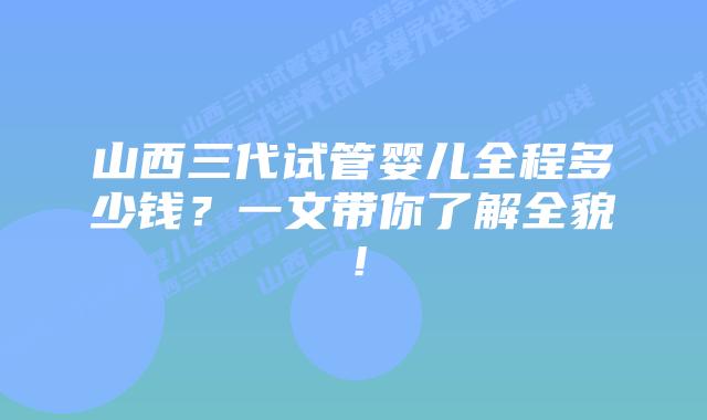 山西三代试管婴儿全程多少钱？一文带你了解全貌！