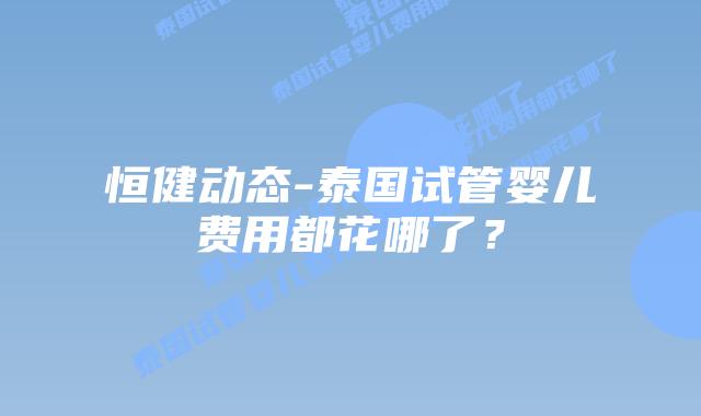 恒健动态-泰国试管婴儿费用都花哪了？