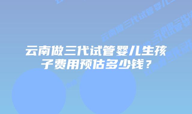 云南做三代试管婴儿生孩子费用预估多少钱？