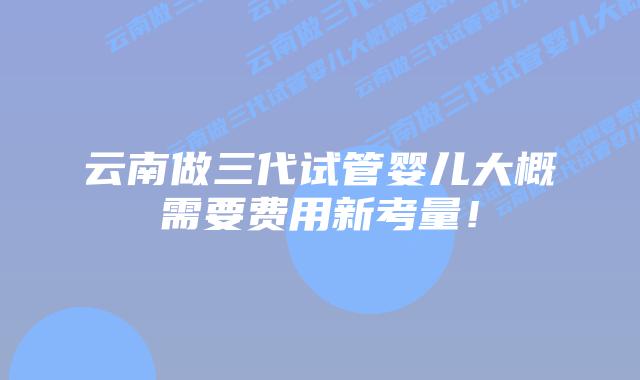 云南做三代试管婴儿大概需要费用新考量！
