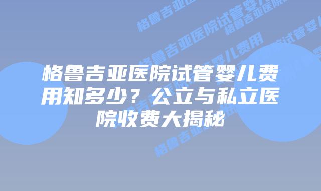 格鲁吉亚医院试管婴儿费用知多少？公立与私立医院收费大揭秘