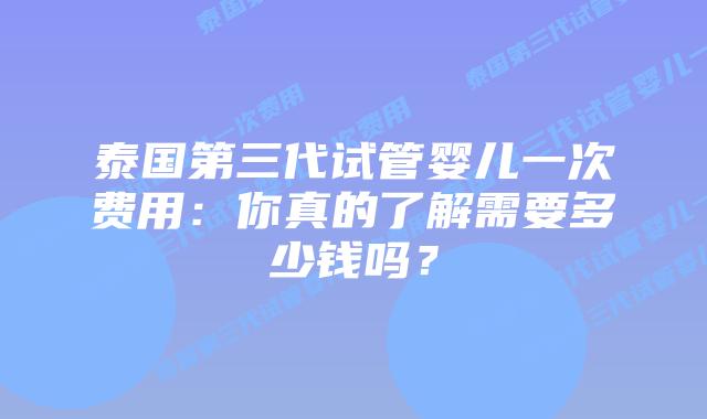 泰国第三代试管婴儿一次费用:你真的了解需要多少钱吗?插图 泰国第三代试管婴儿一次费用:你真的了解需要多少钱吗?