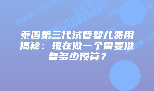 泰国第三代试管婴儿费用揭秘:现在做一个需要准备多少预算?插图 泰国第三代试管婴儿费用揭秘:现在做一个需要准备多少预算?