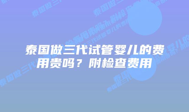 泰国做三代试管婴儿的费用贵吗？附检查费用