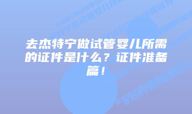 去杰特宁做试管婴儿所需的证件是什么？证件准备篇！