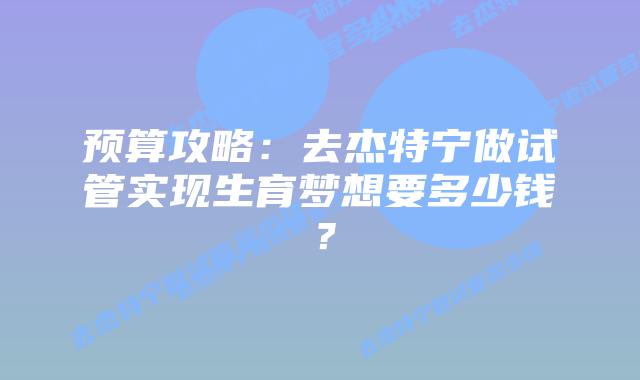 预算攻略:去杰特宁做试管实现生育梦想要多少钱?插图 预算攻略:去杰特宁做试管实现生育梦想要多少钱?