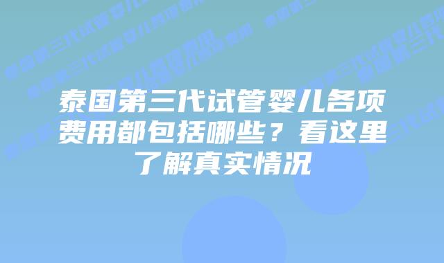 泰国第三代试管婴儿各项费用都包括哪些?看这里了解真实情况插图 泰国第三代试管婴儿各项费用都包括哪些?看这里了解真实情况