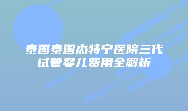 泰国泰国杰特宁医院三代试管婴儿费用全解析插图 泰国泰国杰特宁医院三代试管婴儿费用全解析