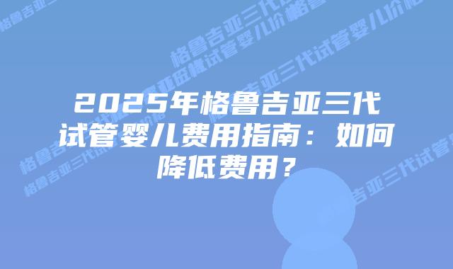 2025年格鲁吉亚三代试管婴儿费用指南:如何降低费用?插图 2025年格鲁吉亚三代试管婴儿费用指南:如何降低费用?