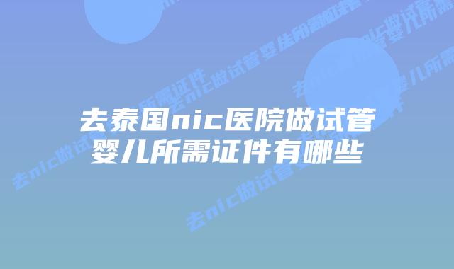 去泰国nic医院做试管婴儿所需证件有哪些