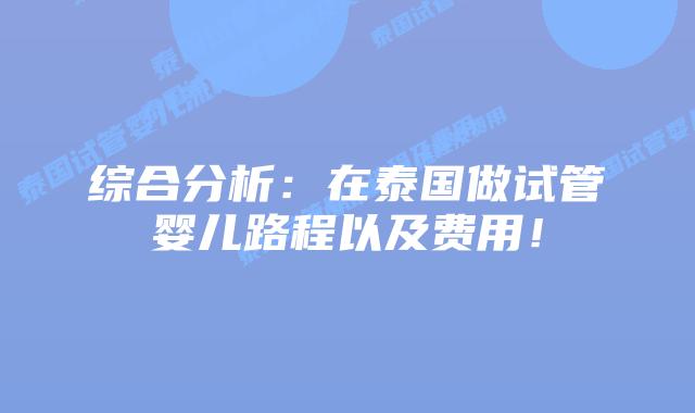 综合分析：在泰国做试管婴儿路程以及费用！