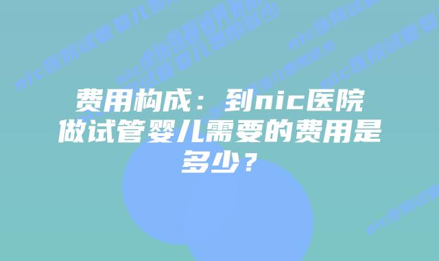 费用构成：到nic医院做试管婴儿需要的费用是多少？
