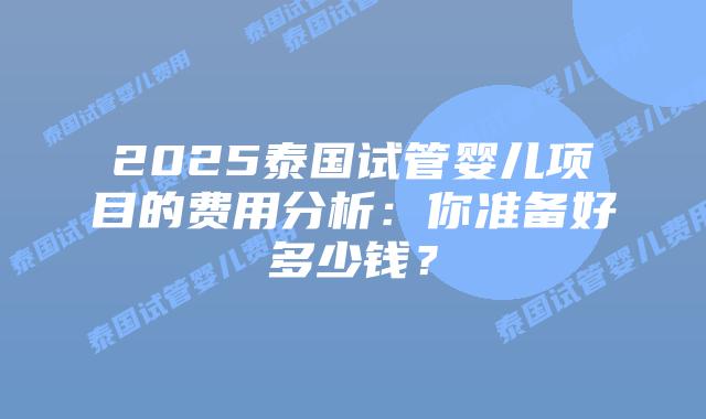 2025泰国试管婴儿项目的费用分析:你准备好多少钱?插图 2025泰国试管婴儿项目的费用分析:你准备好多少钱?