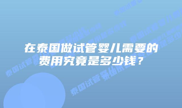 在泰国做试管婴儿需要的费用究竟是多少钱?插图 在泰国做试管婴儿需要的费用究竟是多少钱?