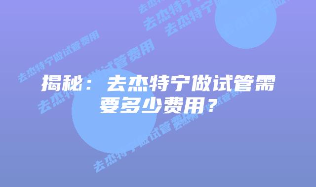 揭秘:去杰特宁做试管需要多少费用?插图 揭秘:去杰特宁做试管需要多少费用?