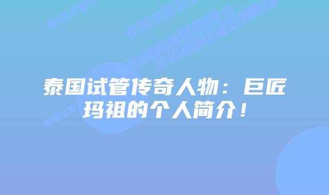 泰国试管传奇人物:巨匠玛祖的个人简介!插图 泰国试管传奇人物:巨匠玛祖的个人简介!