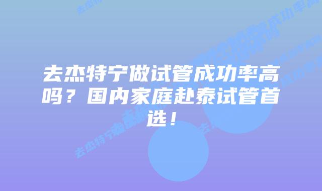去杰特宁做试管成功率高吗？国内家庭赴泰试管首选！