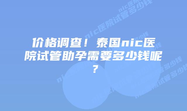 价格调查!泰国nic医院试管助孕需要多少钱呢?插图 价格调查!泰国nic医院试管助孕需要多少钱呢?
