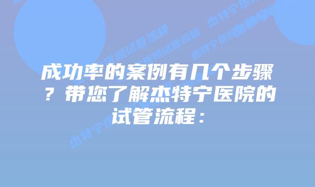 成功率的案例有几个步骤？带您了解杰特宁医院的试管流程：