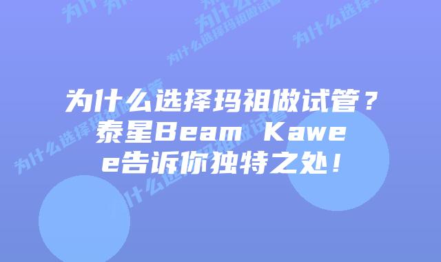 为什么选择玛祖做试管？泰星Beam Kawee告诉你独特之处！
