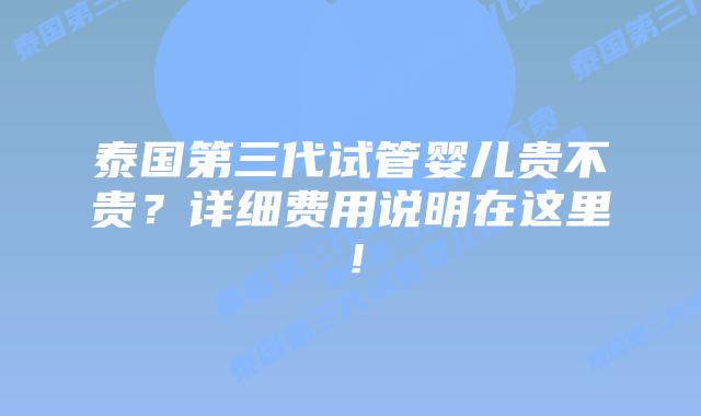泰国第三代试管婴儿贵不贵?详细费用说明在这里!插图 泰国第三代试管婴儿贵不贵?详细费用说明在这里!