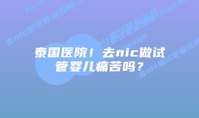 泰国医院!去nic做试管婴儿痛苦吗?插图 泰国医院!去nic做试管婴儿痛苦吗?