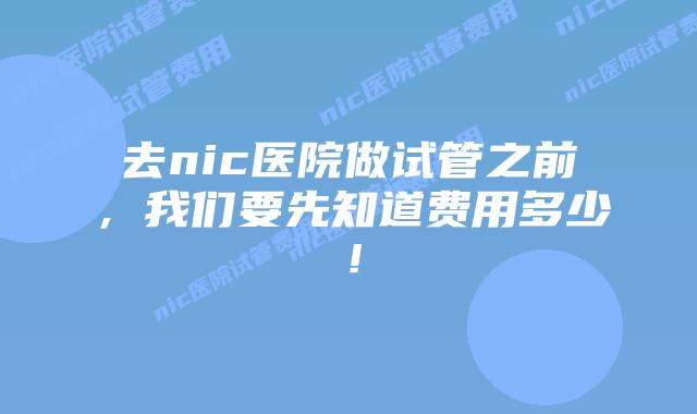 去nic医院做试管之前，我们要先知道费用多少！