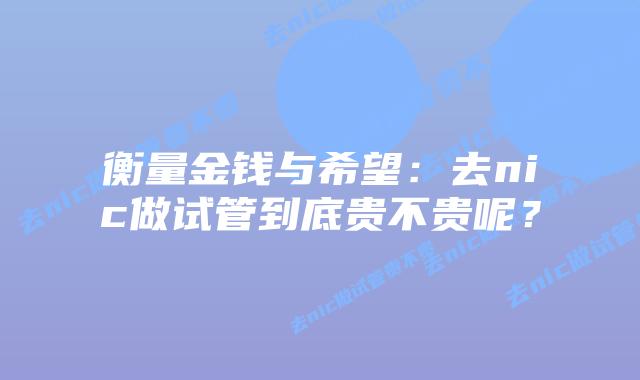 衡量金钱与希望:去nic做试管到底贵不贵呢?插图 衡量金钱与希望:去nic做试管到底贵不贵呢?