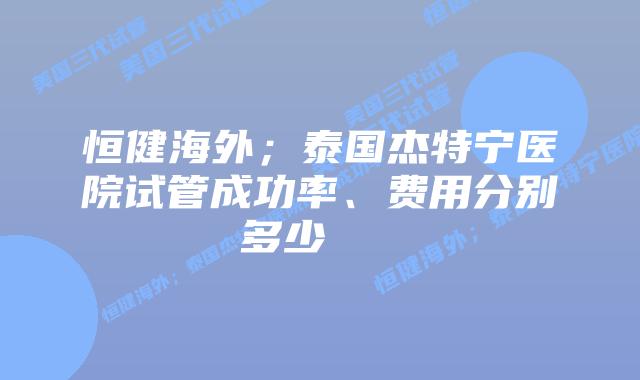 恒健海外;泰国杰特宁医院试管成功率、费用分别多少 插图 恒健海外;泰国杰特宁医院试管成功率、费用分别多少