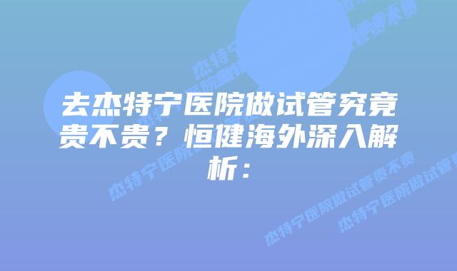去杰特宁医院做试管究竟贵不贵?恒健海外深入解析:插图 去杰特宁医院做试管究竟贵不贵?恒健海外深入解析: