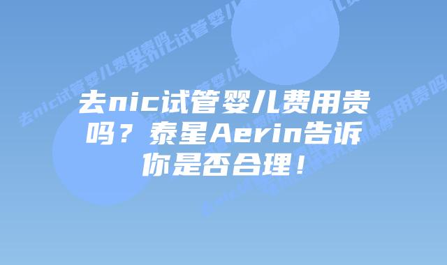 去nic试管婴儿费用贵吗?泰星Aerin告诉你是否合理!插图 去nic试管婴儿费用贵吗?泰星Aerin告诉你是否合理!