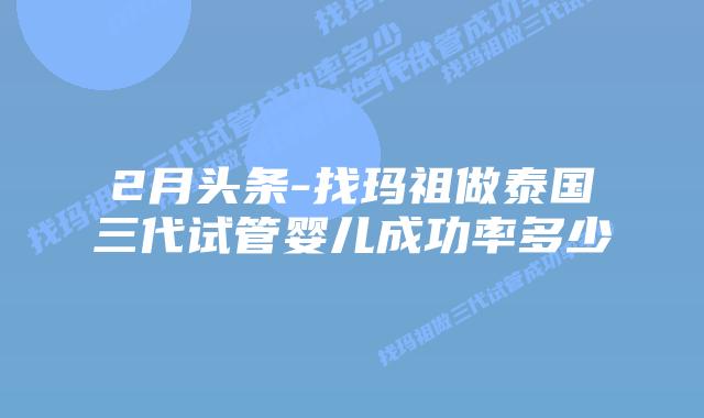 2月头条-找玛祖做泰国三代试管婴儿成功率多少插图 2月头条-找玛祖做泰国三代试管婴儿成功率多少