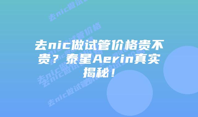 去nic做试管价格贵不贵?泰星Aerin真实揭秘!插图 去nic做试管价格贵不贵?泰星Aerin真实揭秘!