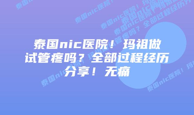 泰国nic医院！玛祖做试管疼吗？全部过程经历分享！无痛