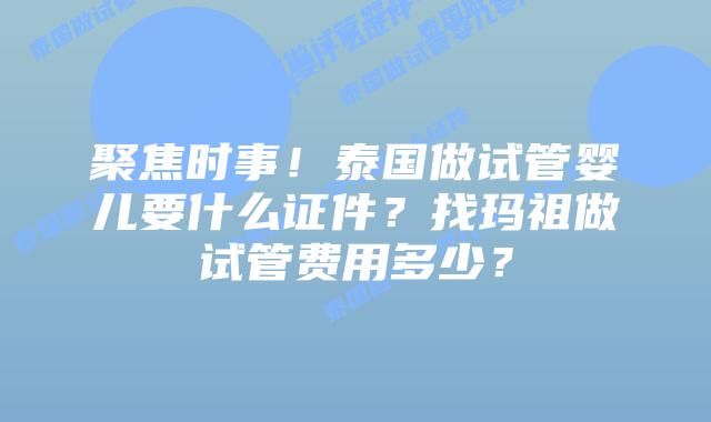 聚焦时事！泰国做试管婴儿要什么证件？找玛祖做试管费用多少？