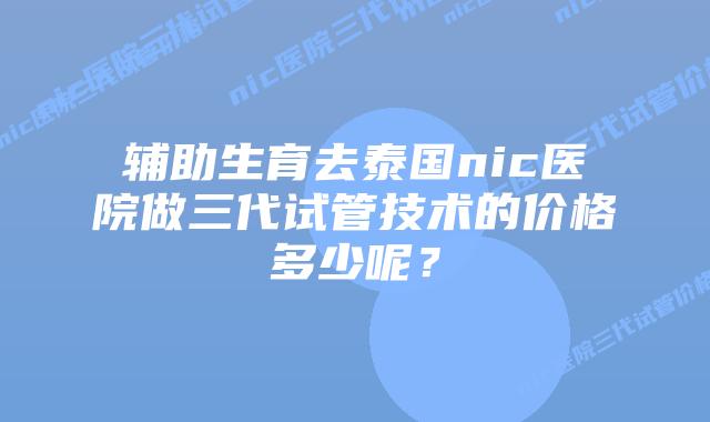 辅助生育去泰国nic医院做三代试管技术的价格多少呢?插图 辅助生育去泰国nic医院做三代试管技术的价格多少呢?