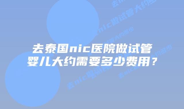 去泰国nic医院做试管婴儿大约需要多少费用?插图 去泰国nic医院做试管婴儿大约需要多少费用?