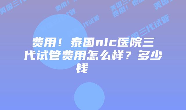 费用!泰国nic医院三代试管费用怎么样?多少钱 插图 费用!泰国nic医院三代试管费用怎么样?多少钱