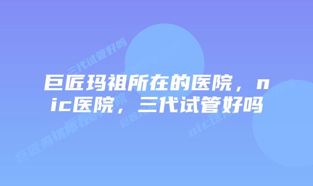 巨匠玛祖所在的医院,nic医院,三代试管好吗插图 巨匠玛祖所在的医院,nic医院,三代试管好吗