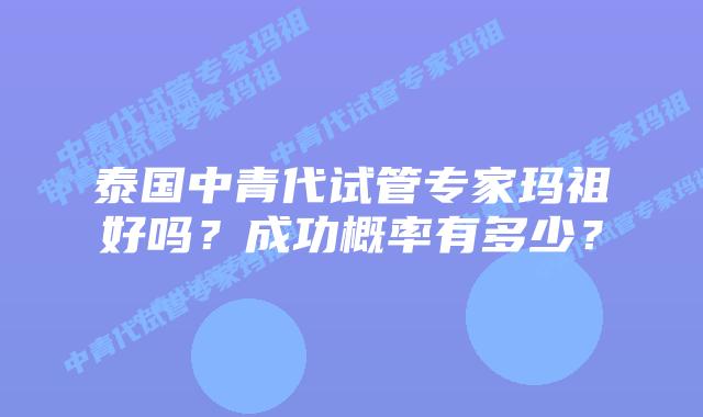 泰国中青代试管专家玛祖好吗?成功概率有多少?插图 泰国中青代试管专家玛祖好吗?成功概率有多少?