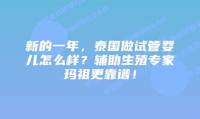 新的一年，泰国做试管婴儿怎么样？辅助生殖专家玛祖更靠谱！