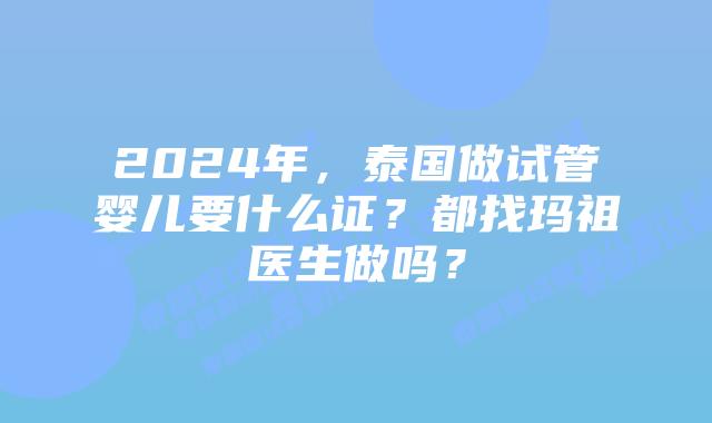 2024年，泰国做试管婴儿要什么证？都找玛祖医生做吗？