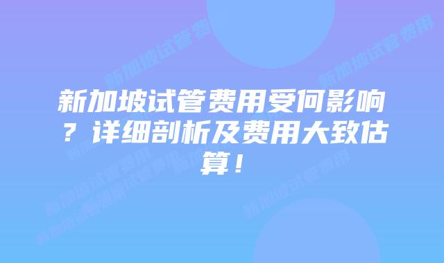 新加坡试管费用受何影响？详细剖析及费用大致估算！
