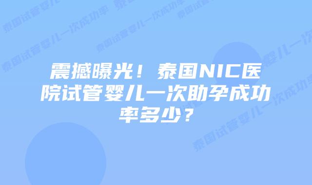 震撼曝光！泰国NIC医院试管婴儿一次助孕成功率多少？