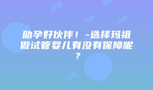 助孕好伙伴！-选择玛祖做试管婴儿有没有保障呢？