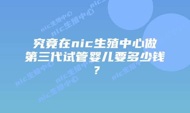 究竟在nic生殖中心做第三代试管婴儿要多少钱？